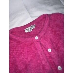 Molly Bracken Girls Size 12Y Pink Long Sleeve Furry Button Up Sweater Pre Owned